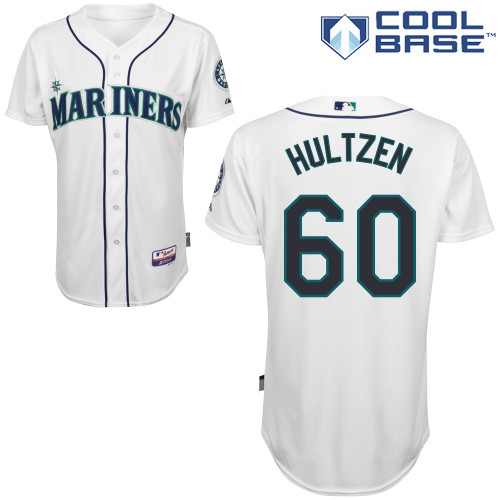 Danny Hultzen #60 MLB Jersey-Seattle Mariners Men's Authentic Home White Cool Base Baseball Jersey